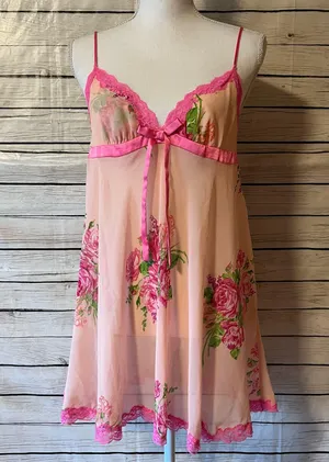 Betsey Johnson Sheer Pink Bow Trim Lingerie thumbnail 1