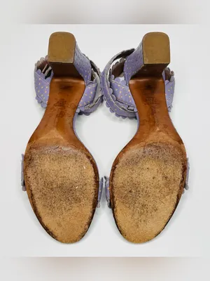 Tabitha Simmons Leticia Lavender Purple Perforated Leather Sandals Heels Shoes thumbnail 8