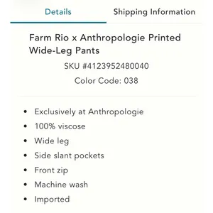 Farm Rio x‎ Anthropologie Printed Wide-Leg Pants Green Gold Paisley silky flowy thumbnail 3