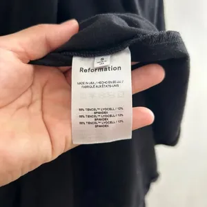 Reformation Black Wrap Midi Dress Tie Waist Sustainable Lyocell Stretch Size S thumbnail 5