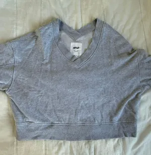 Aerie grey v neck sweatshirt thumbnail 2