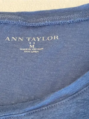 Ann Taylor Short Sleeve Scoop Neck Tee - Dusty Blue thumbnail 3