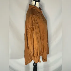We The Free People Oversized Puffed Sleeve Button Down Raw Hem Shirt Medium thumbnail 5