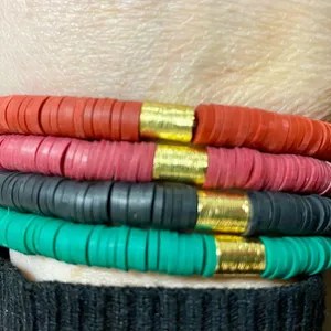 Maroon heishi bracelet 6 1/2” stretch bracelet handcrafted thumbnail 3