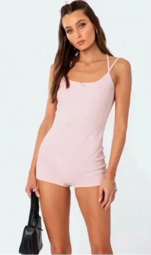 Edikted Pointelle Strappy open back romper SZ M thumbnail 1