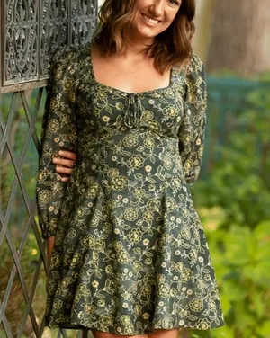 J.Crew Floral Green Mini Dress thumbnail 1