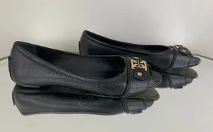 Black Leather Clines Peep-Toe Ballerina Flats thumbnail 3