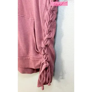 Good hYOUman Woman Up Lace-Up Hoodie Corset Asymmetric Heathered Pink Oversized thumbnail 8