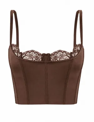 Meshki Lake Lace Cami Crop Top Brown thumbnail 1