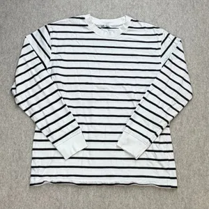 Zara Womens Long Sleeve Striped T-Shirt White Black Size‎ M Collegiate Parisian thumbnail 1