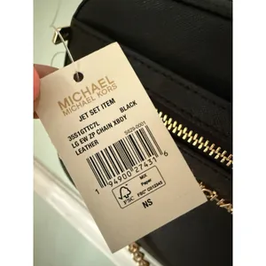 Michael Kors Jet Set Saffiano Leather Crossbody Bag‎ - black Large (35T1STTC9L thumbnail 4