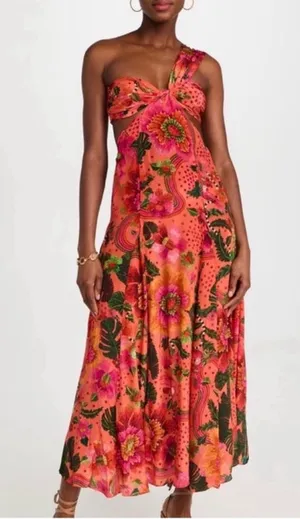 Farm Rio Blooming Gardens Tropical Island Vacation Maxi Dress thumbnail 1