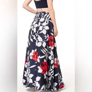 Sequin Hearts Blue Red White Floral Full Tulle Formal Maxi Skirt Size 0 thumbnail 2