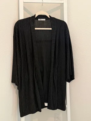Zara blazer in black with fine metallic silver pinstripes thumbnail 5