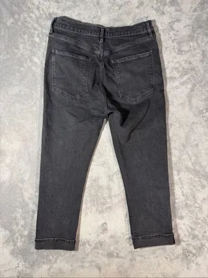AGOLDE Size 31 High Rise Straight Leg Jeans Washed Black Button Fly Cuffed Hem thumbnail 9