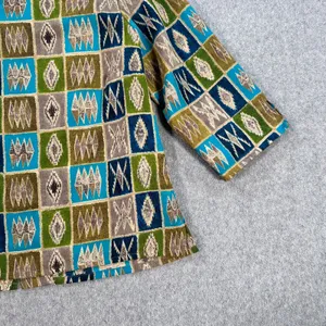 Jordan Vintage 3/4 Sleeve Blouse Womens Large Button Back Square Neck Green/Blue thumbnail 2