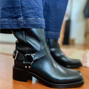 Sole Society Black Leather Moto Boots 7.5 thumbnail 1