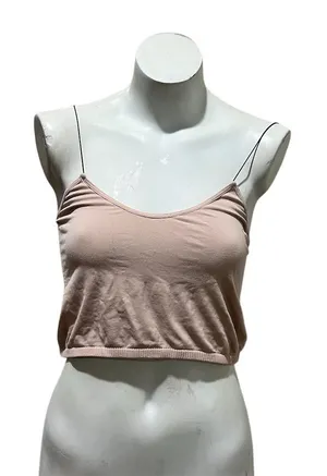 Free People Intimately Women's Beige Skinny Strap Crop Top Size M thumbnail 1