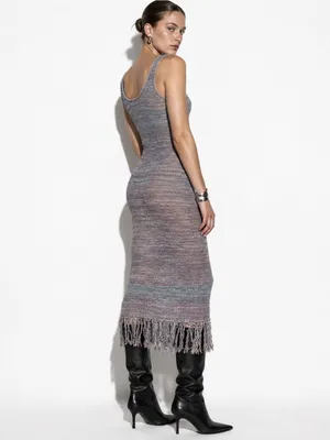 Future Collective Alani Noelle Multicolor Knit Fringe Hem Boho Dress Size Small thumbnail 4