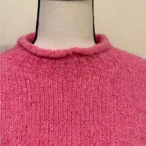 J. Crew | Vibrant Pink Turtleneck wool blend sweater size medium thumbnail 6