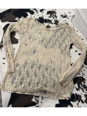 Women's ivory lace blouse, Love by Love brand, size L thumbnail 2
