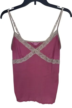 Y2K Victoria’s Secret Pink Lace Trim Babydoll Cami Coquette M Fairy Stretch thumbnail 1