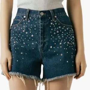 NWT BLANK NYC The Reeve High Rise Silver Dream Denim Shorts Size 28 Retail $98 thumbnail 1