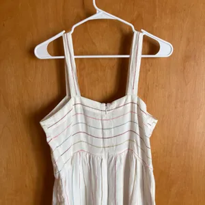 LOFT Striped Tiered‎ Maxi Dress Womens 4 White Linen Blend Sleeveless Boho thumbnail 3