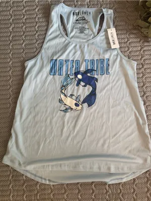 BoxLunch unisex Light Blue 'Water Tribe' Koi Graphic One-Piece thumbnail 1