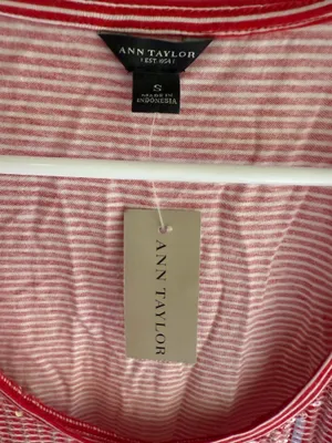 Ann Taylor red and white striped sparkly tank top thumbnail 2