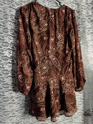 Abercrombie and Fitch Brown Floral Paisley Side Tie Mini Dress NWT Size XS thumbnail 4