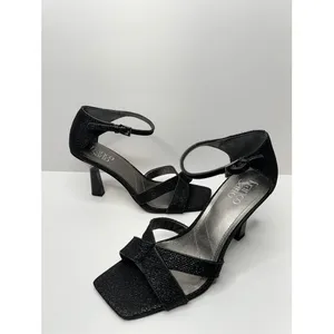 Franco‎ Sarto Womens Black Glitter Square Toe Ankle Strap Dress Sandals Size 9 thumbnail 4