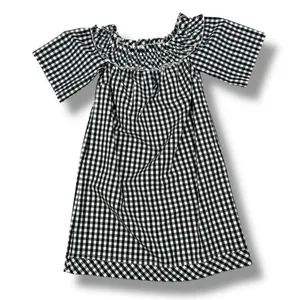 Vineyard Vines Gingham Check Off The Shoulder Shift‎ Mini Dress Black White XS thumbnail 12