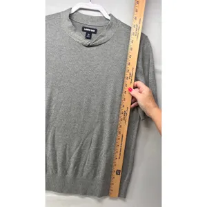Lands’ End Women’s Gray Cotton Short Sleeve Sweater Knit Pullover Casual Top thumbnail 5
