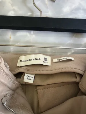 Abercrombie vegan leather slim flare pants curve love in tan beige thumbnail 6