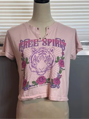 Free Spirit Pink Tiger Graphic Crop Top - Women thumbnail 4