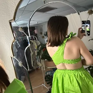 One Shoulder Cut Out Mini Dress Lime Green Size Small thumbnail 3