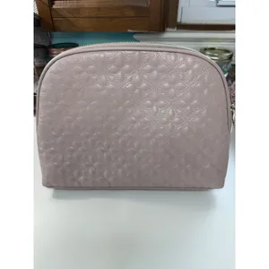 Vince Camuto Blush Pink Quilted Makeup Bag Pearl Chain Bow Vanity Case‎ NWT thumbnail 5