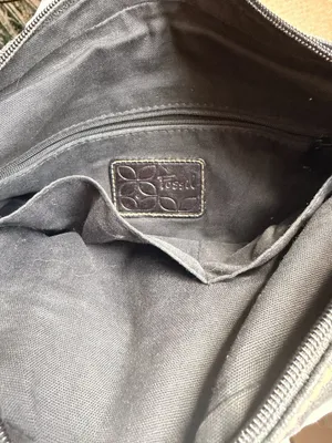 Fossil Black Canvas Leather Trim Crossbody Square Messenger Bag thumbnail 5