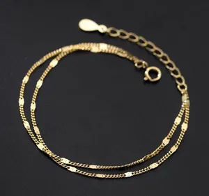 18K Gold Plated Simple Adjustable Double Layer Bracelet for Women thumbnail 1
