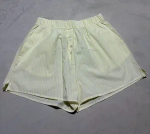 Daily drills Light Yellow Striped Women's cotton boxer Shorts M/L thumbnail 1