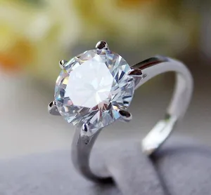 Single Solitaire Real 925 Silver 5ct Diamond Ring thumbnail 2
