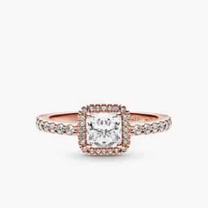 Pandora Square Sparkle Halo Ring 14k rose gold plating thumbnail 3