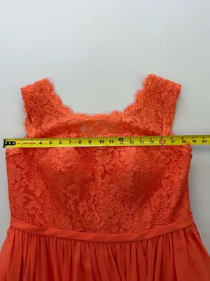 Azazie Tangerine Orange Lace Bodice Chiffon Skirt High-Low Bridesmaid Dress thumbnail 6