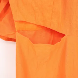 Showpo Rhyne Midi Dress Papaya Orange Asymmetric Puff Sleeve Cut Out US 16 NEW thumbnail 4