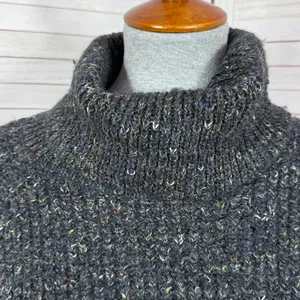 Free People Dylan Tweedy Cowl Neck‎ Wool Blend Sweater Black XS Boho Grunge thumbnail 6