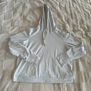 Vuori Women's Halo Essential‎ Hoodie in a light grey color size L thumbnail 1