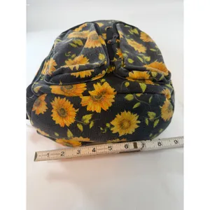 Sunflower Canvas Sling Backpack Black Yellow Floral Crossbody Shoulder Bag thumbnail 4