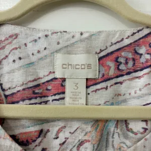 Chico's‎ Linen Zip Up Jacket Shacket Sz 3 (XL) Boho Chic Coastal Paisley Career thumbnail 8
