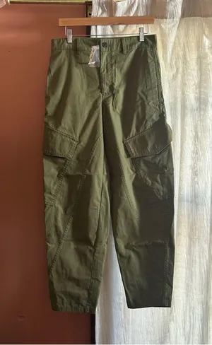 Madewell Seamed Barrel-Leg Utility Pant Garment-Dyed Twill Green NWT Size 2 Tall thumbnail 1